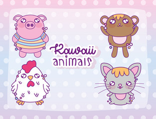 Kawaii animals store cartoons vector design