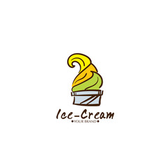Ice cream dessert icon logo brand design graphic object.