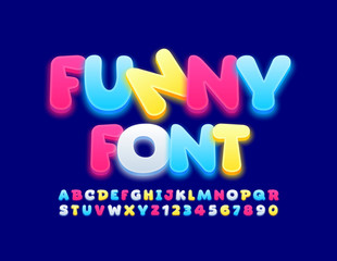 Vector Colorful Funny Font. Bright 3D Alphabet Letters and Numbers for Children