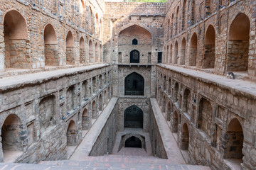 wide view of agrasen ki baoli stepwell in new delhi