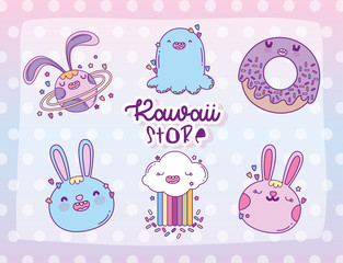 Kawaii store cartoons vector design