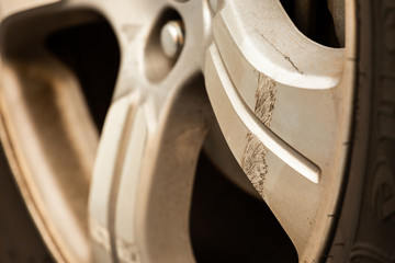Car Rim with Scratch and Dirt 