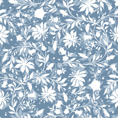 : Beautiful floral ornament seamless pattern. Stylish illustration for your design and decor. Romantic print for the surface.