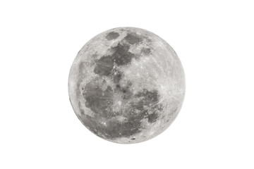 Full moon isolated on white background.