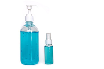 Alcohol gel. Cleaning hands a finger pumping sanitizer onto hand. Prevent the spread of germs and bacteria to eliminate and avoid infections coronavirus concept