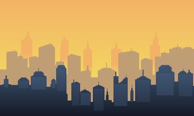 Naklejka premium The city silhouette with beautiful morning view