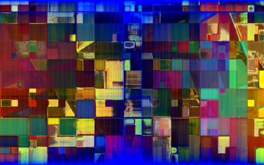 rendu numérique d'une composition abstraite rythmée par les couleurs et faisant partie d'une série