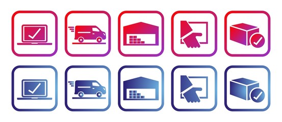 eshop, set of rainbow icons, vector illustration, red and blue colors