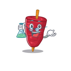 Doner kebab smart Professor Cartoon design style working with glass tube