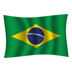 Brazil flag background with cloth texture.Brazil Flag vector illustration eps10. - Vector