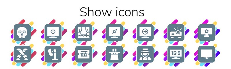 Modern Simple Set of show Vector filled Icons