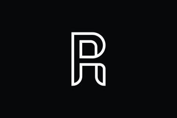 Minimal elegant monogram art logo. Outstanding professional trendy awesome artistic R RR RP PR initial based Alphabet icon logo. Premium Business logo White color on black background