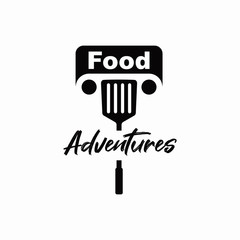 Spatula and car bumper for food cooking adventure outdoor logo design