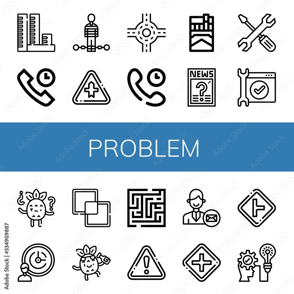 Poster problem simple icons set