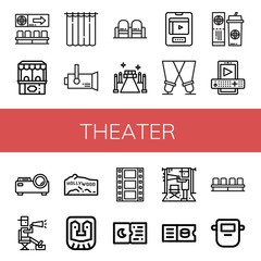 theater simple icons set