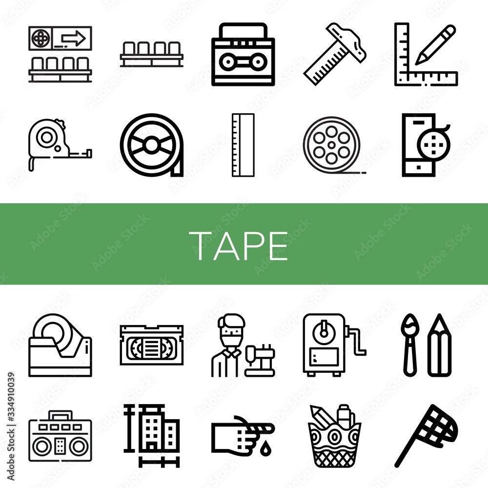 Poster tape simple icons set