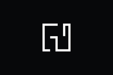 Minimal elegant monogram art logo. Outstanding professional trendy awesome artistic CJ JC GJ JG initial based Alphabet icon logo. Premium Business logo White color on black background