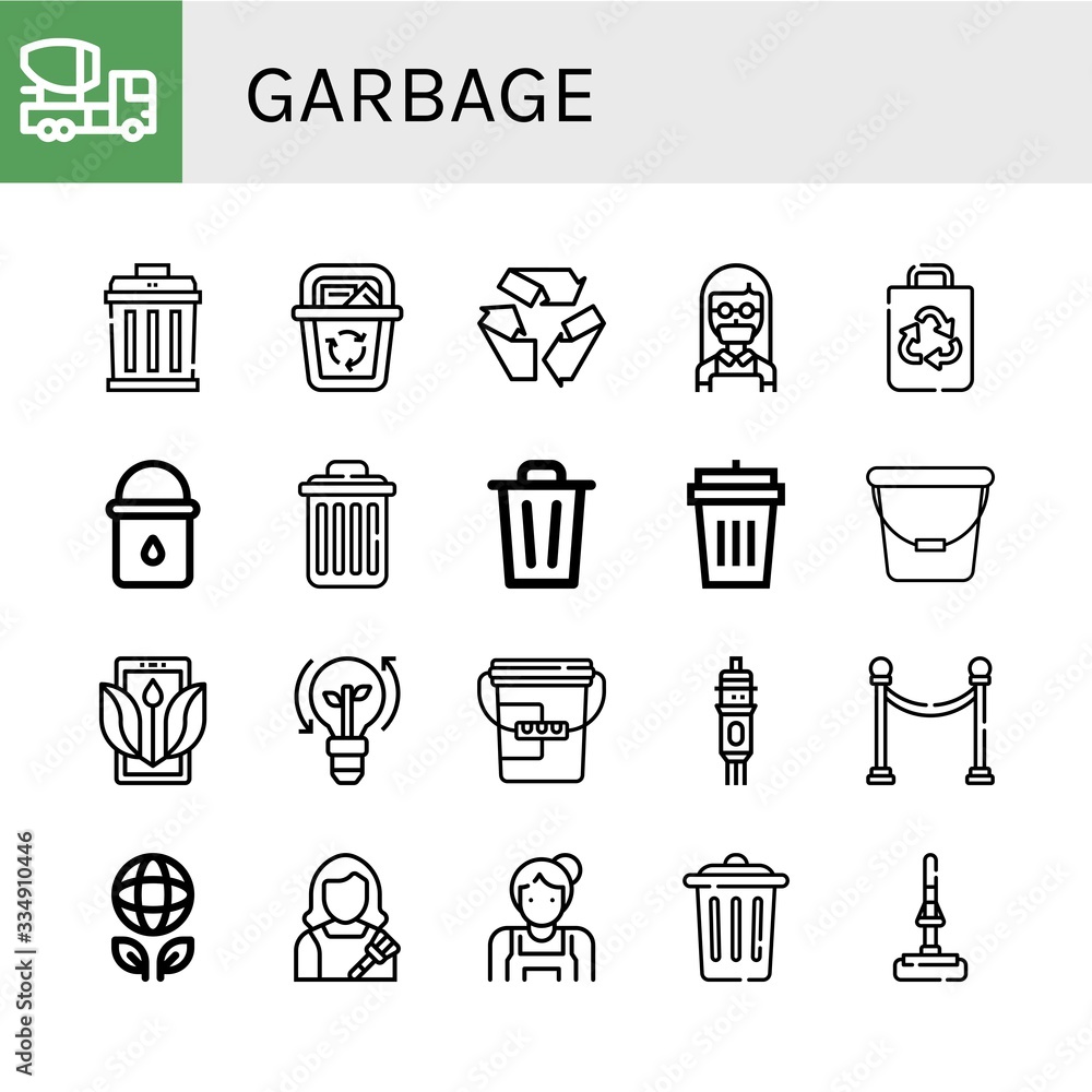 Poster garbage simple icons set
