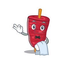 A cartoon character of doner kebab waiter working in the restaurant