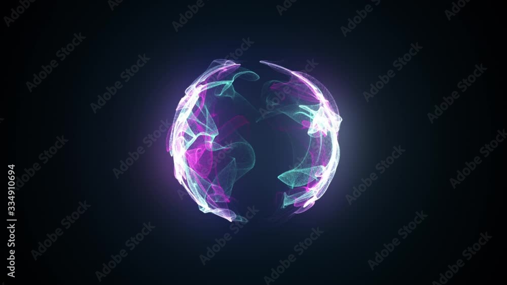 Poster abstract magic sphere, computer generated background. multicolored gaseous shape from glow neon part