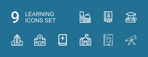 Editable 9 learning icons for web and mobile