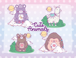 Cute animals cartoons vector design
