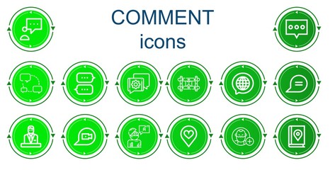 Editable 14 comment icons for web and mobile