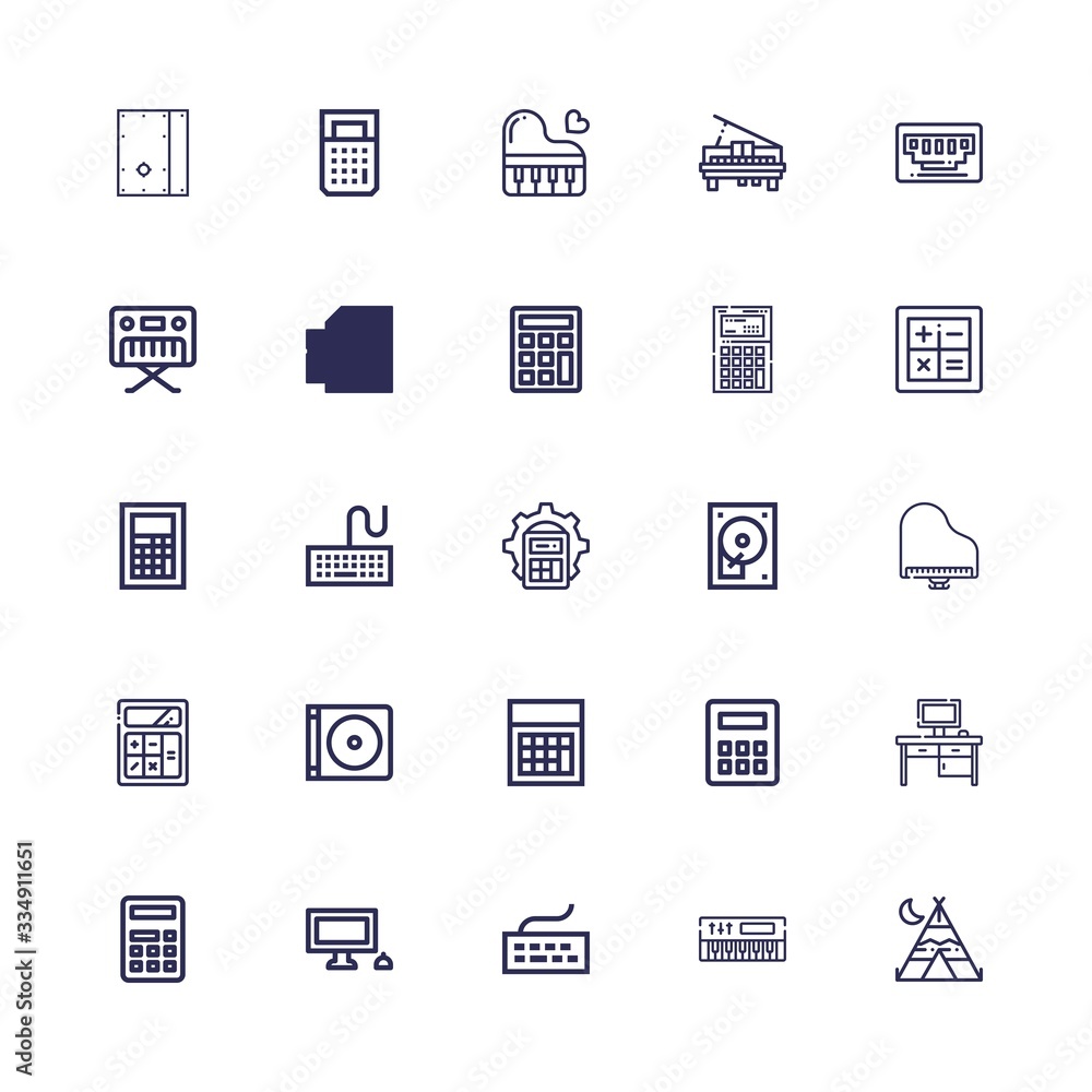 Wall mural editable 25 keyboard icons for web and mobile