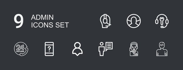 Editable 9 admin icons for web and mobile