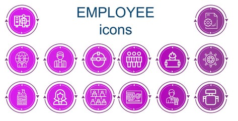 Editable 14 employee icons for web and mobile