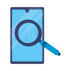 smartphone with magnifying glass icon