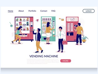 Vending machine vector website landing page design template