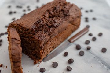 Fototapeta na wymiar delicious freshly baked homemade chocolate sponge cake
