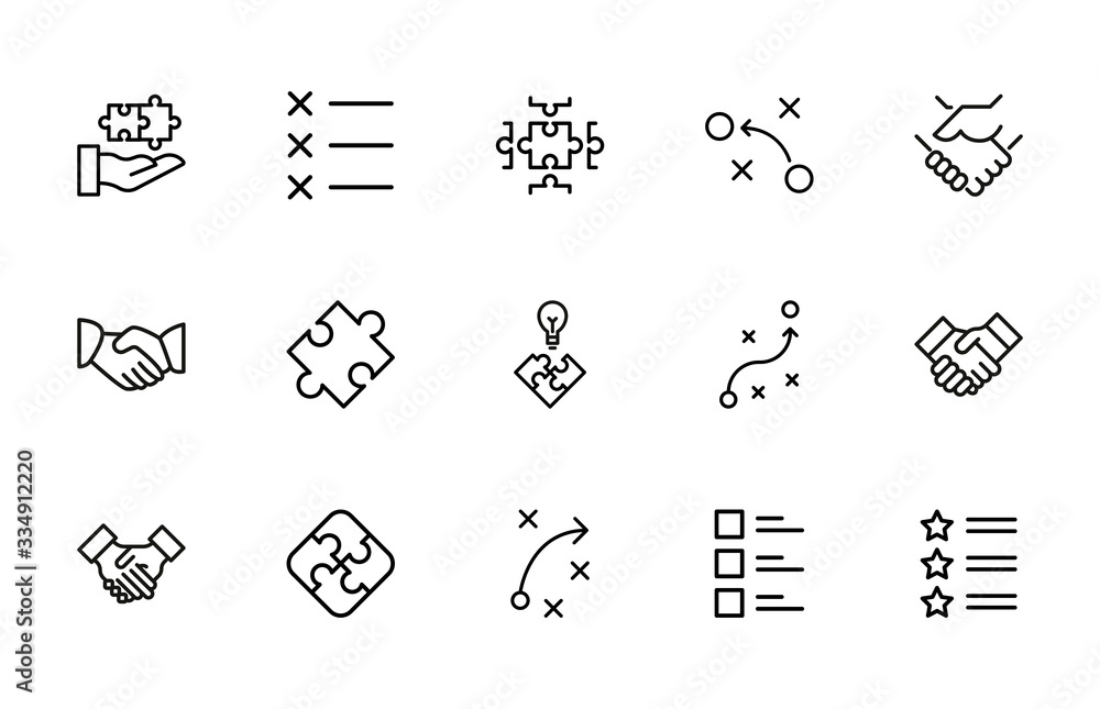 Poster agile line icons set.