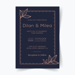 Elegant wedding invitation cards template with watercolor floral decoration