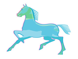 Blaues Pferd in der Bewegung– Vector Illustration