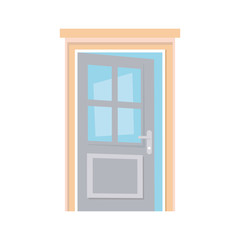 Obraz premium open door home frame isolated icon white background