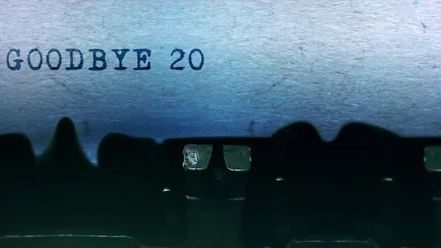 Goodbye 2020 Word closeup Being Typing and Centered on a Sheet of paper on old vintage Typewriter mechanical 4k Footage Background Animation.
