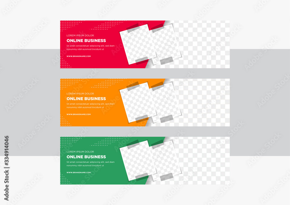 Aufkleber set of vector abstract design banner web template. horizontal layout use flat color. the colors are 
