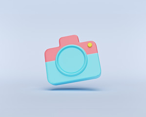 minimal camera icon or symbol isolated on pastel background. photography concept. 3d rendering