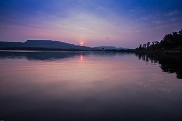 sunset over the lake