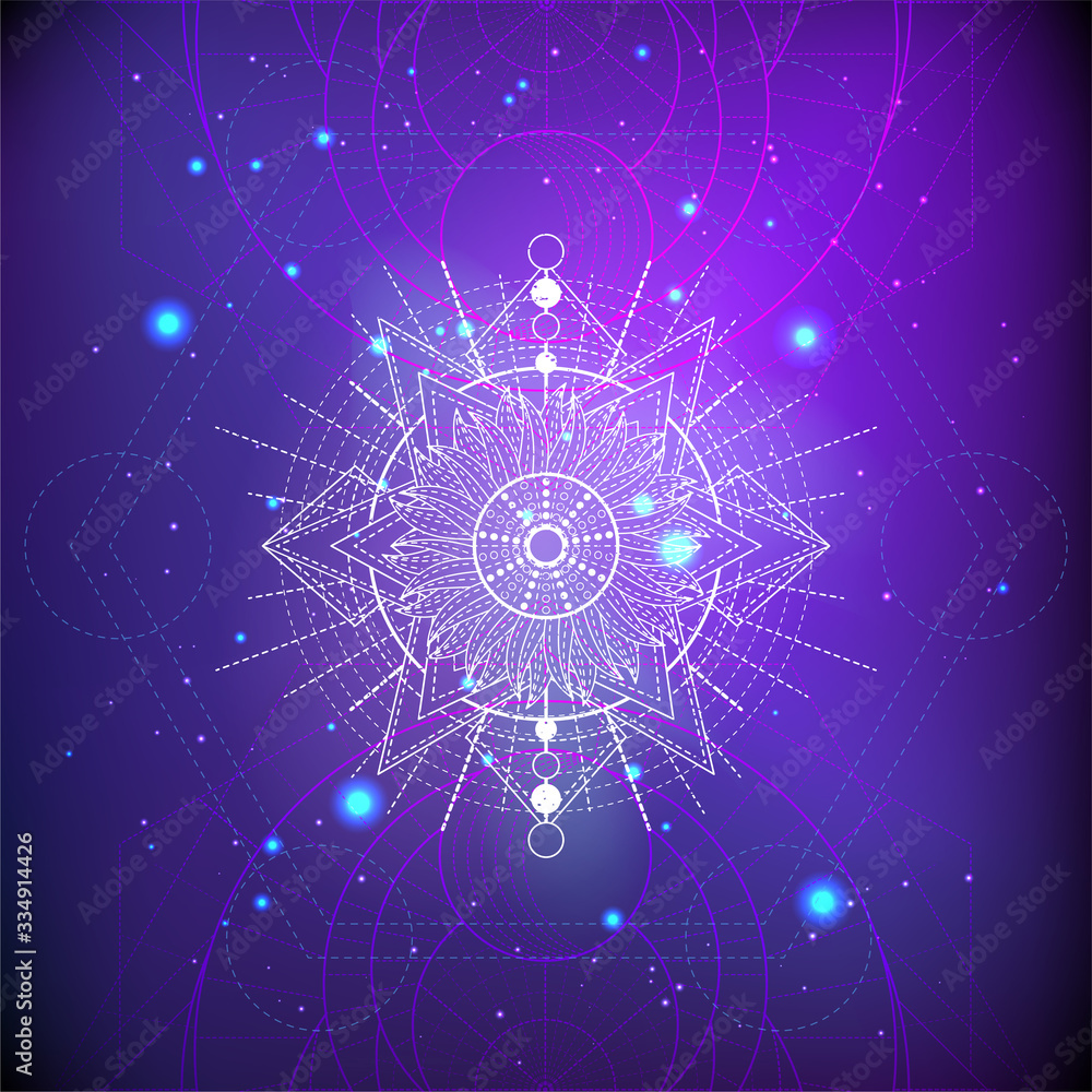 Canvas Prints vector illustration of sacred geometry symbol on abstract background.