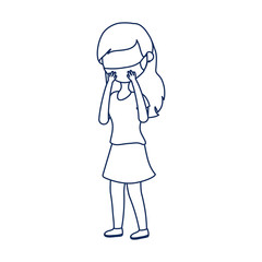 patient woman with medical mask covid 19 coronavirus pandemic line style