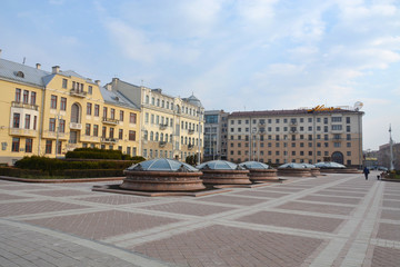 Minsk, Belarus-MARCH 29 2020: Independence square in Minsk