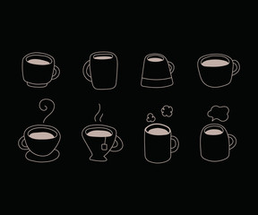 マグカップの手描きイラスト／かわいい／コーヒー／紅茶