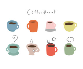 マグカップの手描きイラスト／かわいい／コーヒー／紅茶