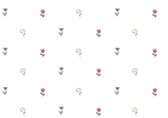 手書きの花や葉のイラストのセット 植物 おしゃれ かわいい 素材 自然 Wall Mural Yugoro