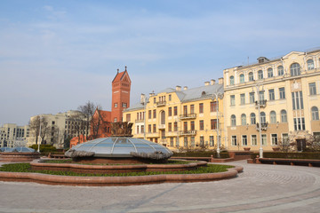 Fototapeta premium Minsk, Belarus-MARCH 29 2020: Independence square in Minsk.