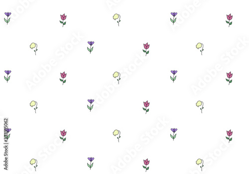 お花のパターン 背景 壁紙 かわいい ベクター Art Wall Mural A Yugoro