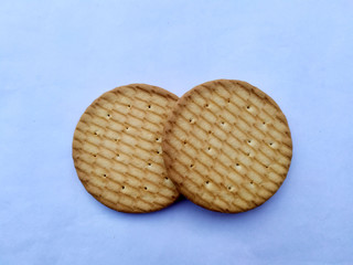 fresh healthy sweet eatable biscuit isolated on light blue background